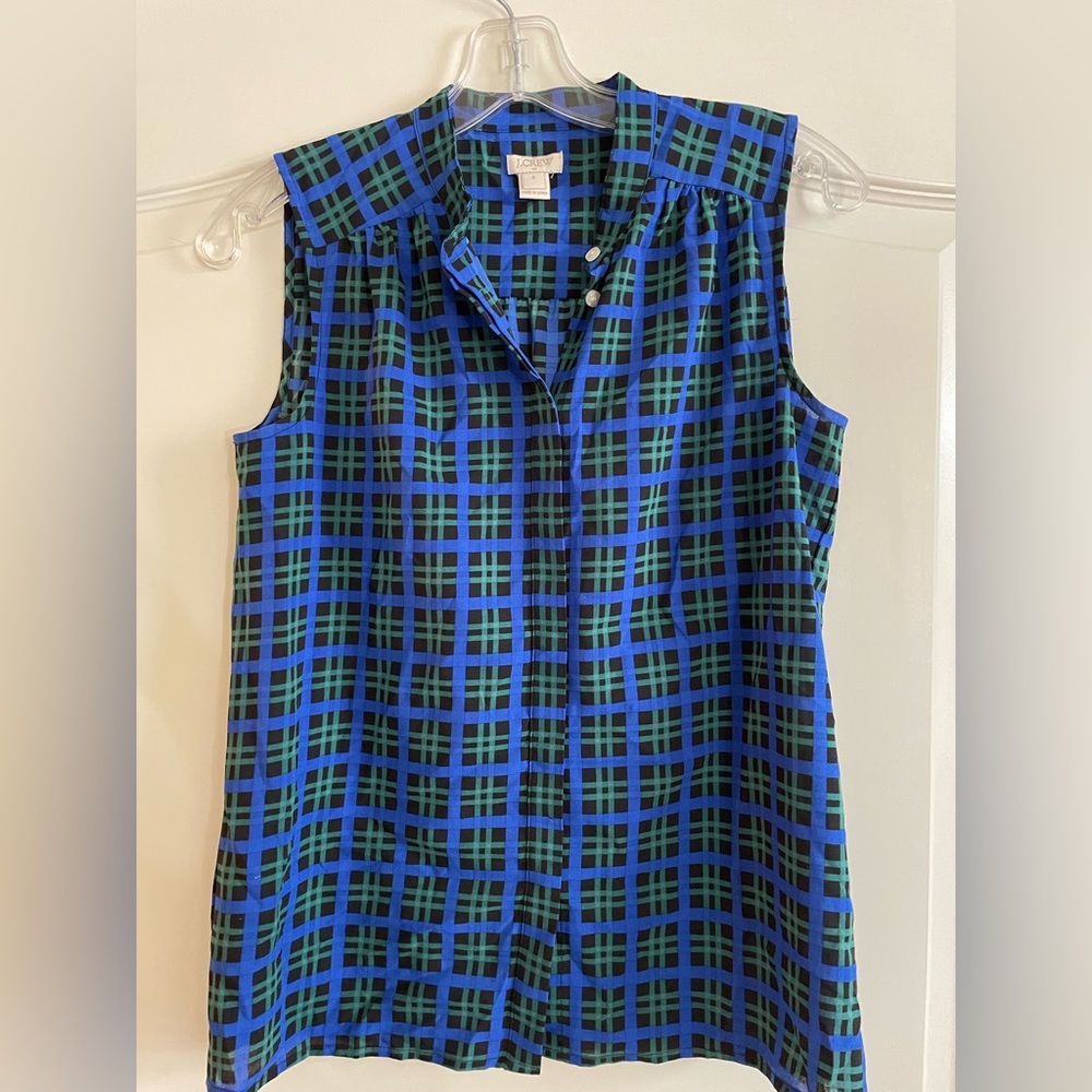 J Crew Women’s Plaid Full Button Blouse